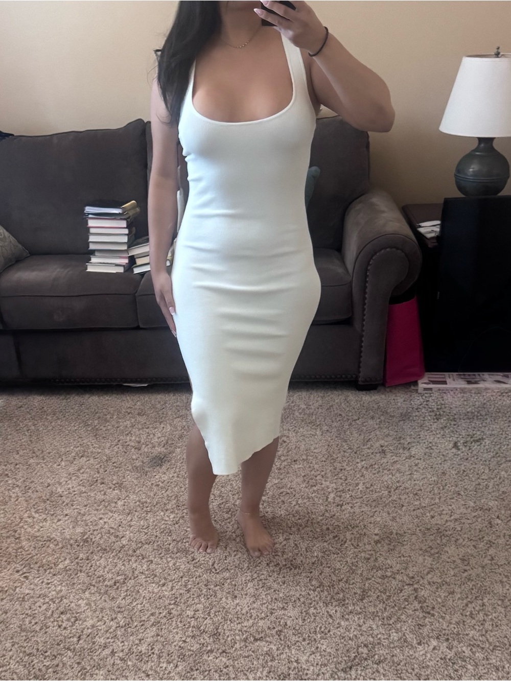 Leith White Midi Tank Dress
